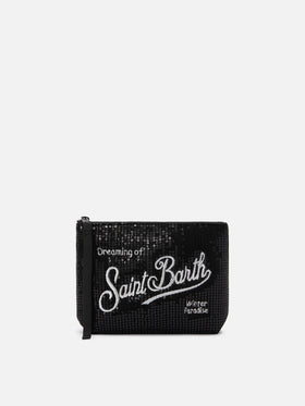 Pochette Aline Velvet Paillettes nera