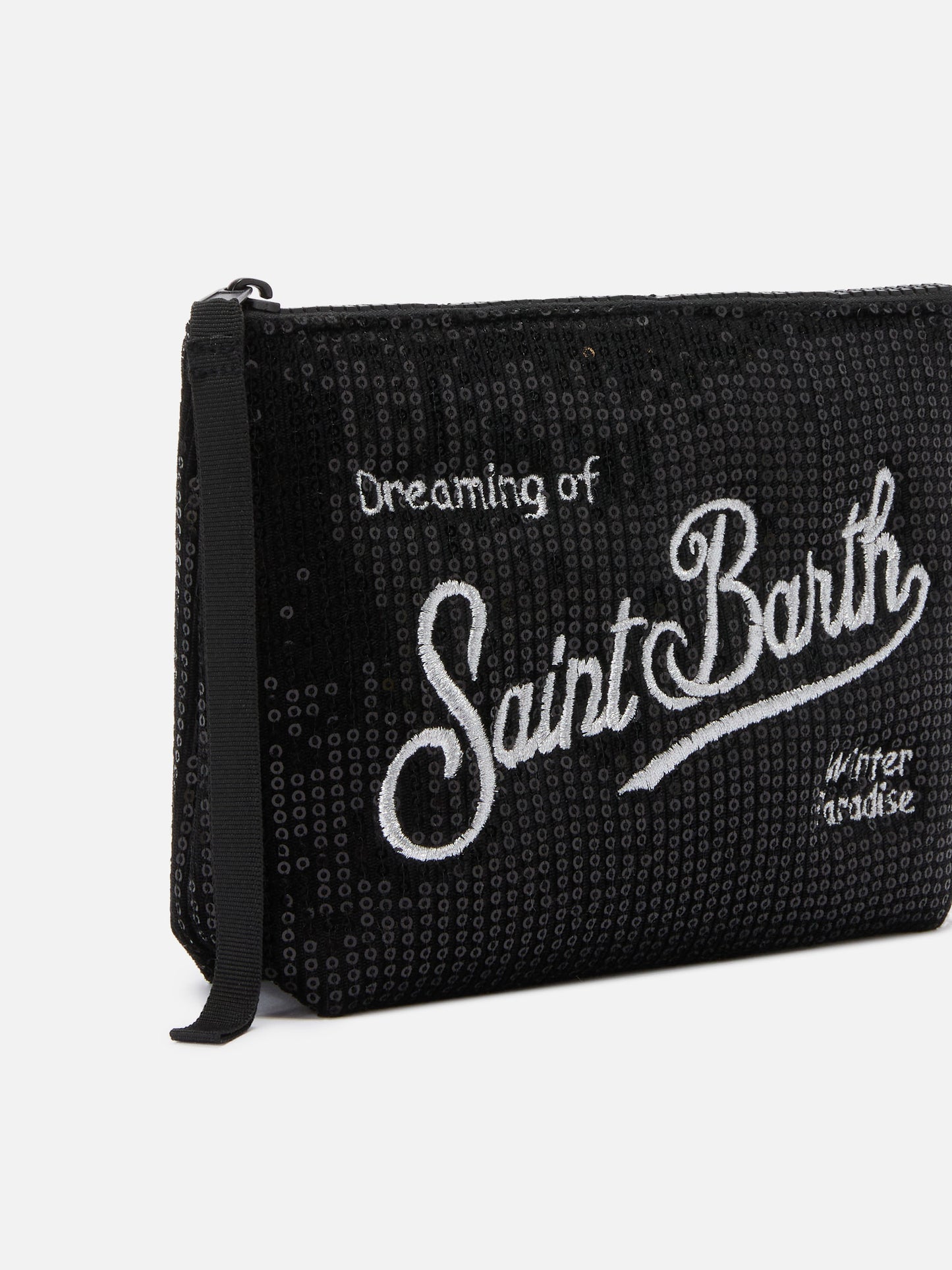 Pochette Aline Velvet Paillettes nera