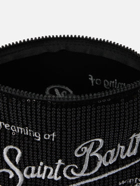 Pochette Aline Velvet Paillettes nera