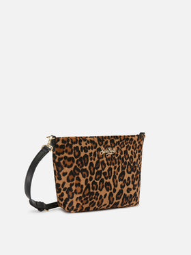 Borsa Aline in cavallino leopardato con placchetta logo