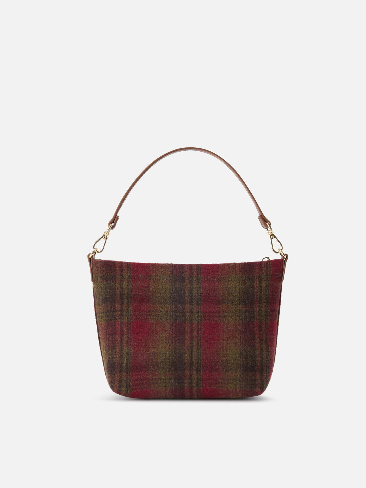 Aline shoulder bag with tartan pattern and leather handles