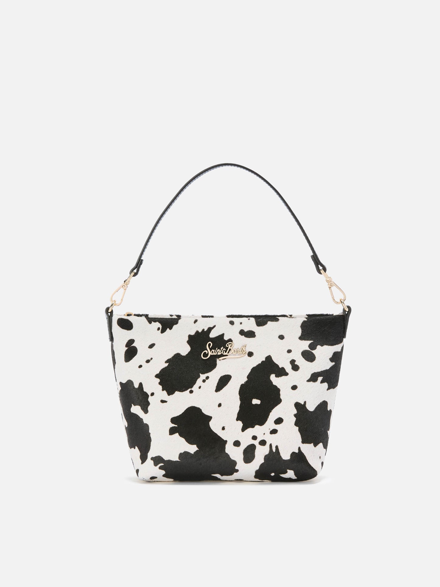 Aline Shoulder Bag in brushed leather and cow-print calf hair