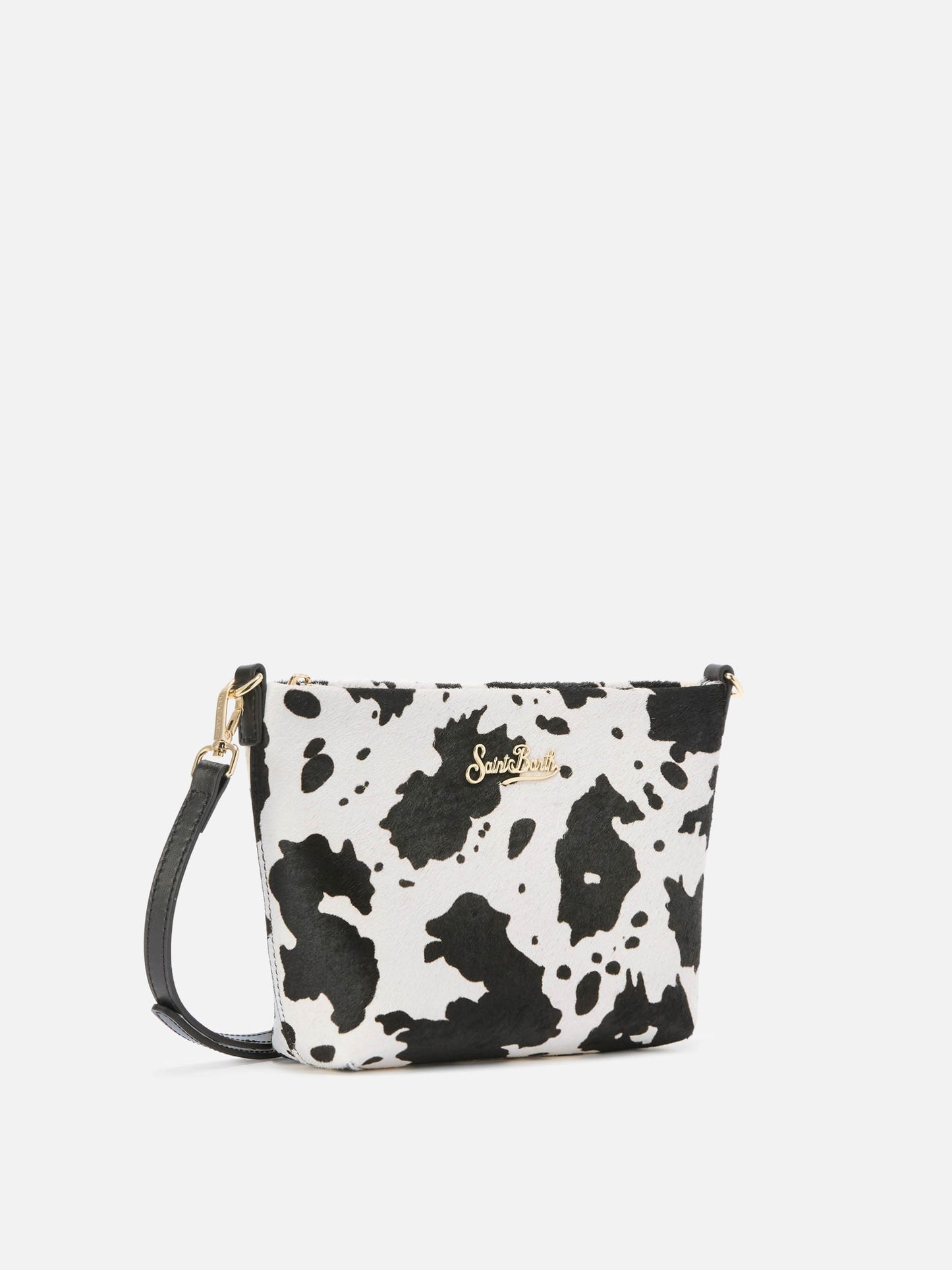 Aline Shoulder Bag in brushed leather and cow-print calf hair