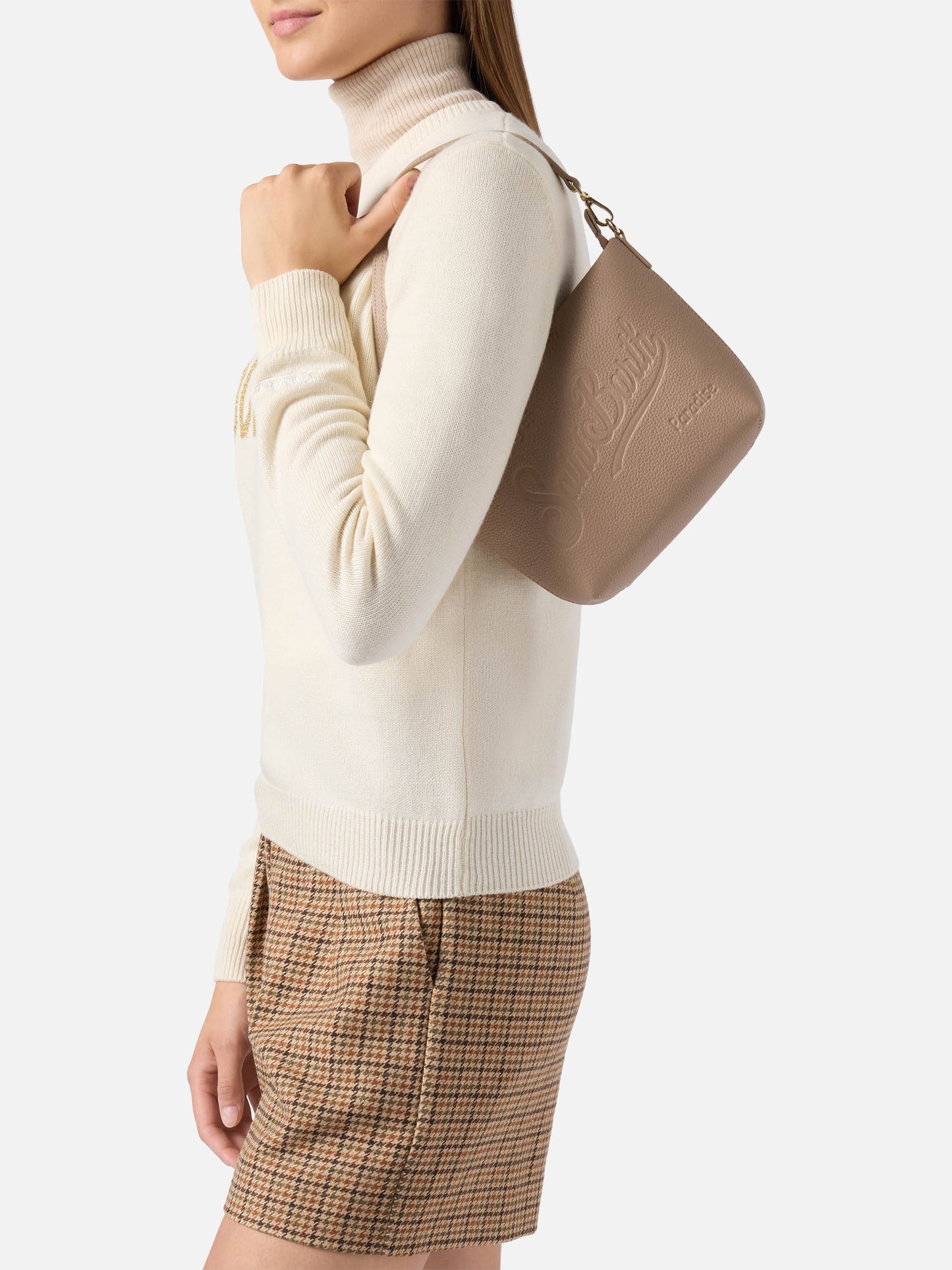 Aline Shoulder Bag in hammered hazelnut leather