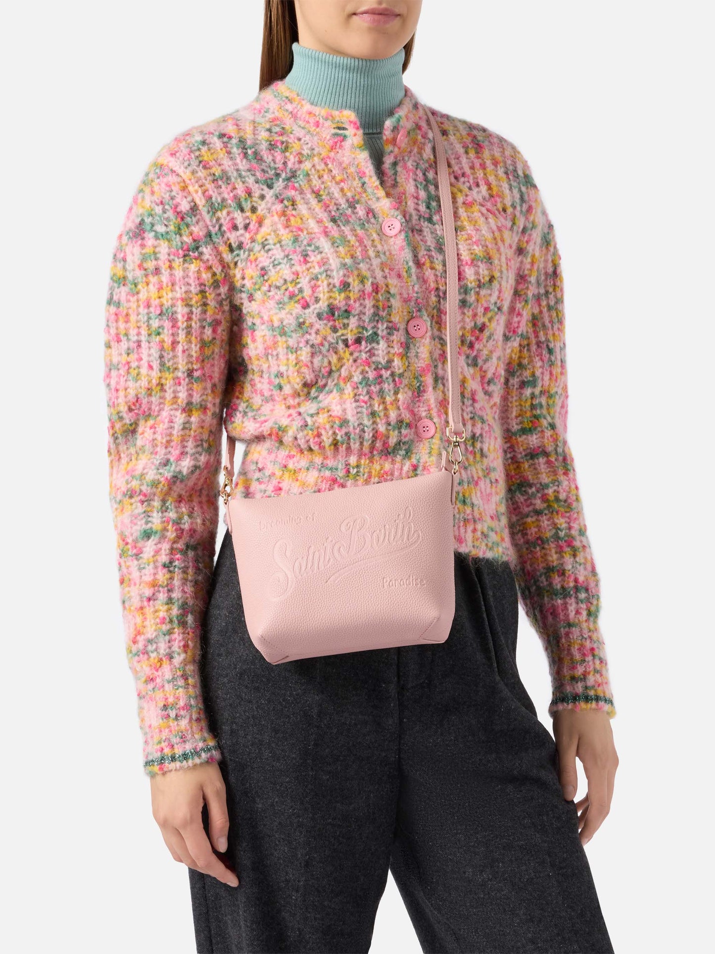 Aline Shoulder Bag in hammered pink leather