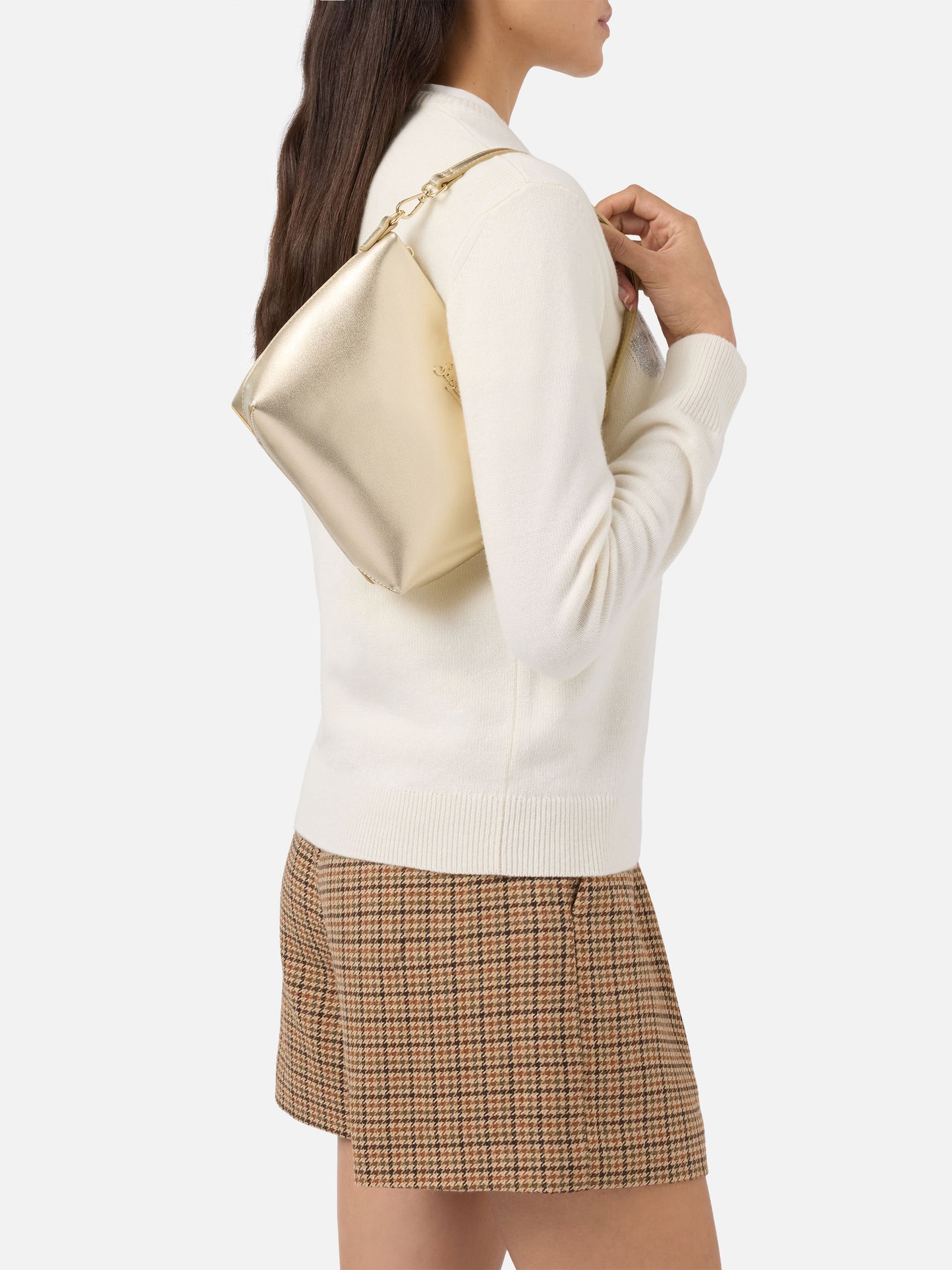 Aline Shoulder Bag in gold laminated leather