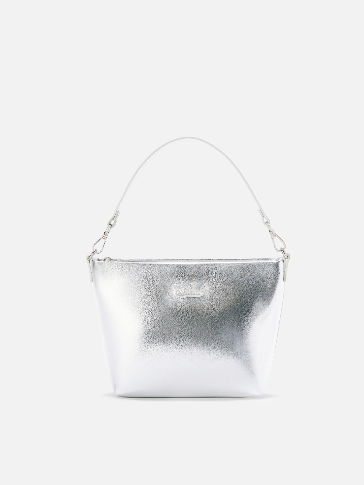 Aline Shoulder Bag in silver laminated leather