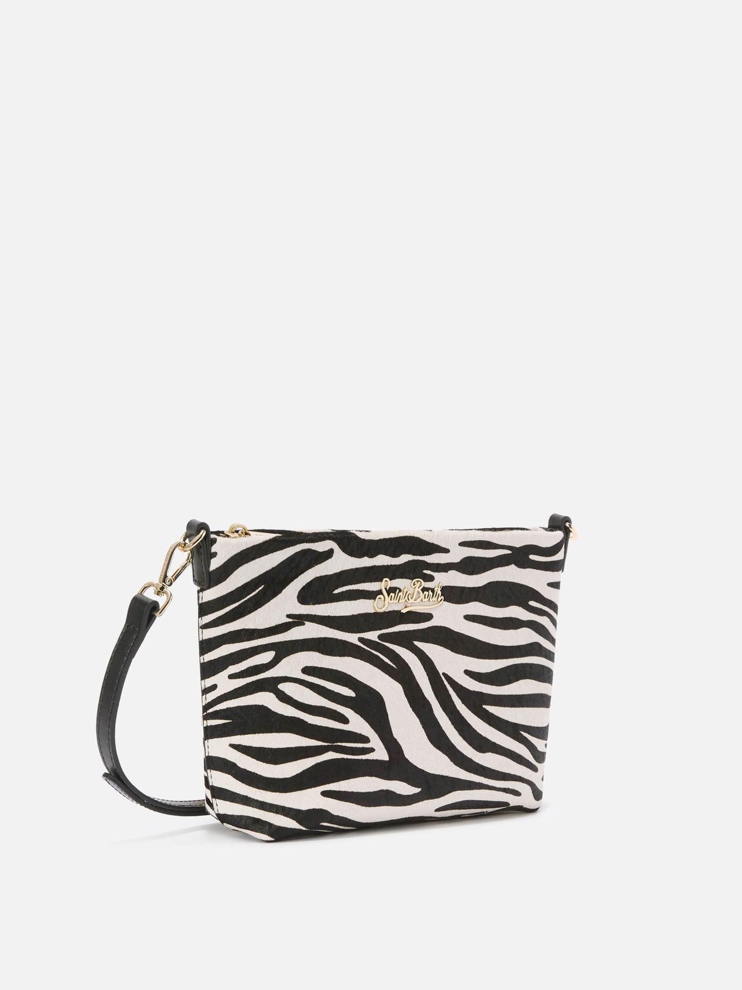 Aline Shoulder Bag in brushed leather and zebra-print calf hair