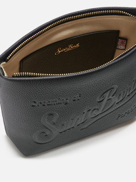 Aline Shoulder Bag in hammered black leather