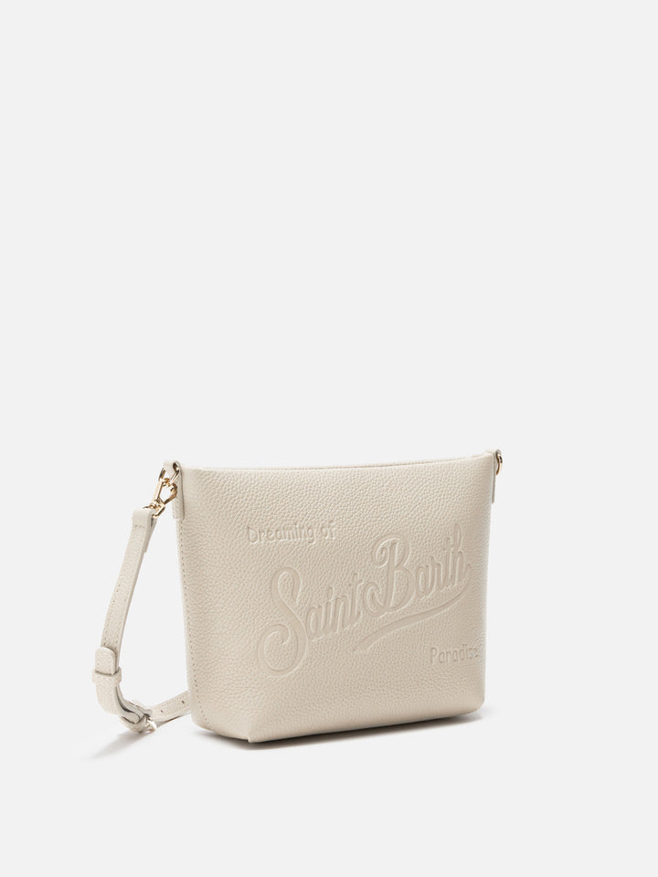 Aline Schultertasche aus gehämmertem Leder, weiß