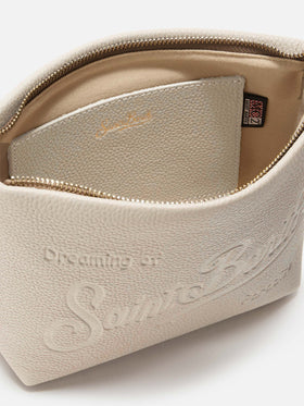 Aline Schultertasche aus gehämmertem Leder, weiß