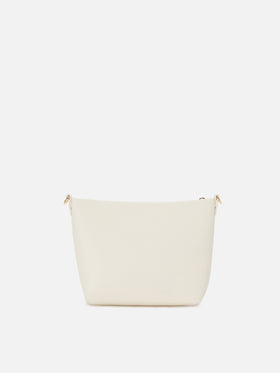 Borsa Aline in pelle liscia bianca con placchetta logo