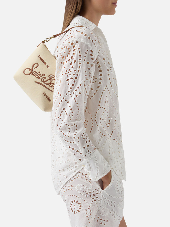 Borsa Aline in canvas con dettagli in pelle