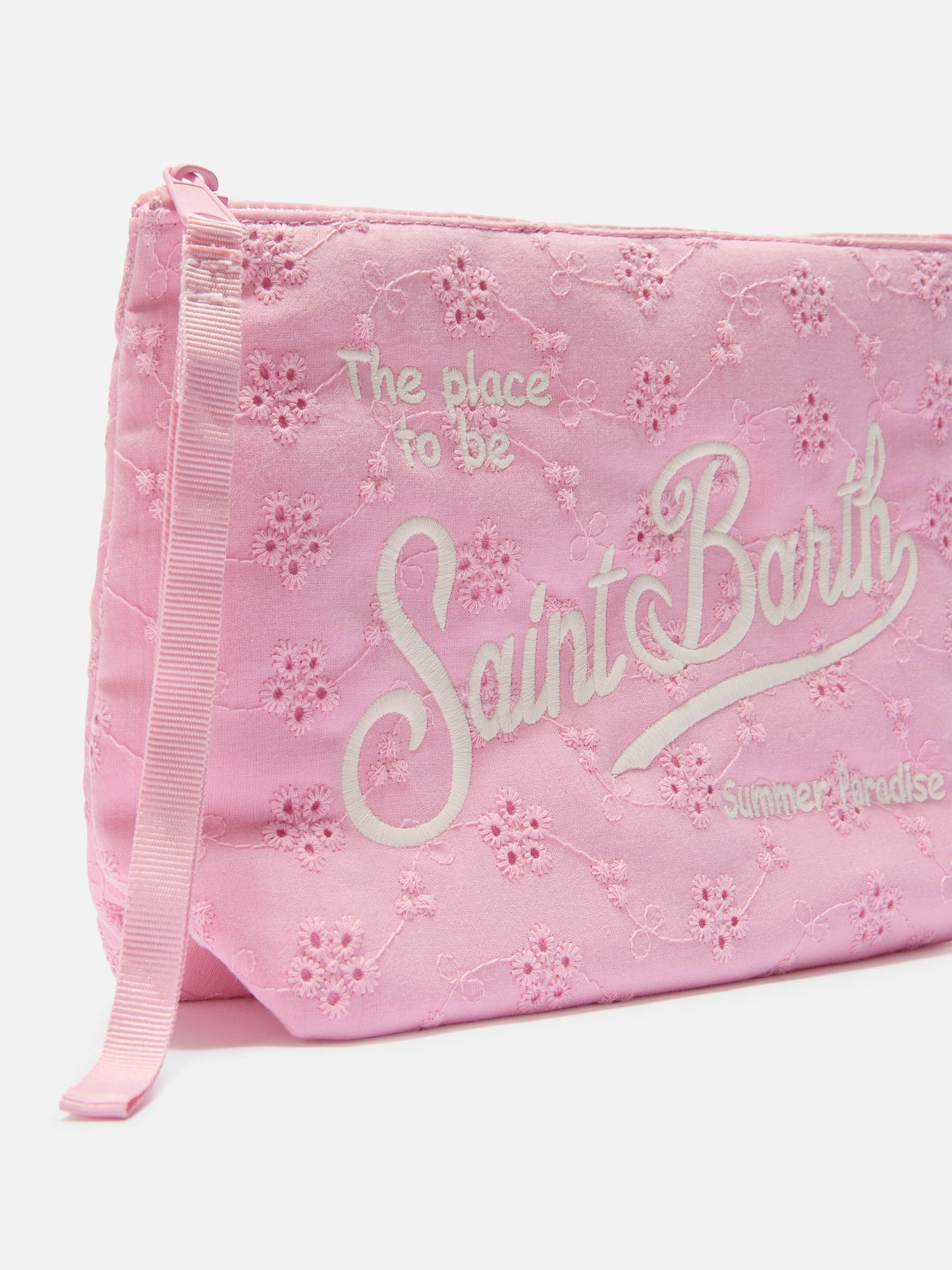 Pochette Aline in cotone sangallo rosa