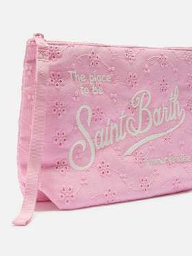 Pochette Aline in cotone sangallo rosa