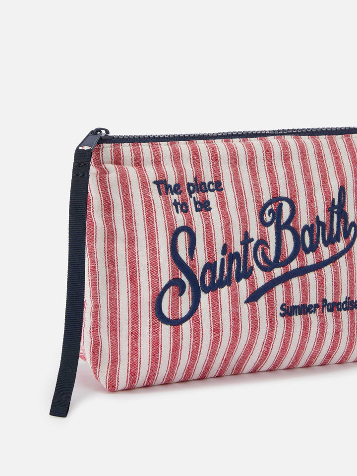 Pochette Aline in cotone rosso e bianco a righe strette