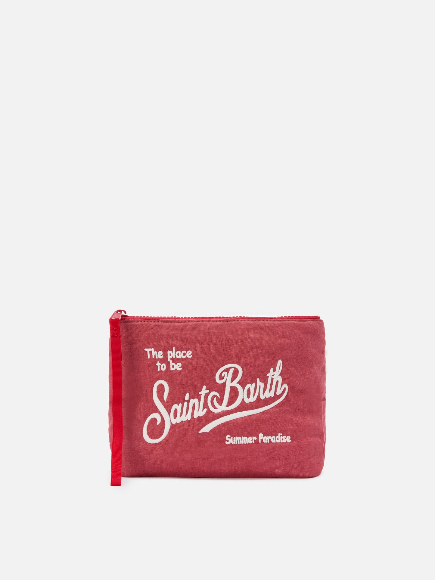 Pochette Aline in lino rosso mattone tinta unita