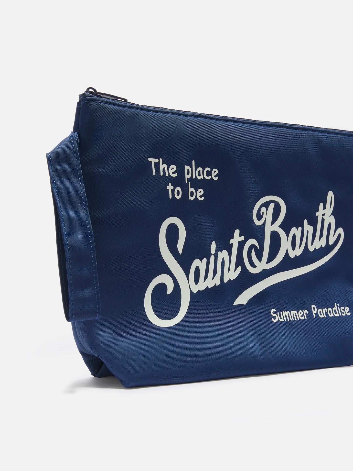Pochette Aline in nylon blu tinta unita