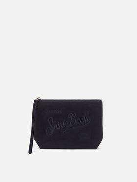 Black Aline waxed pochette with logo embroidery