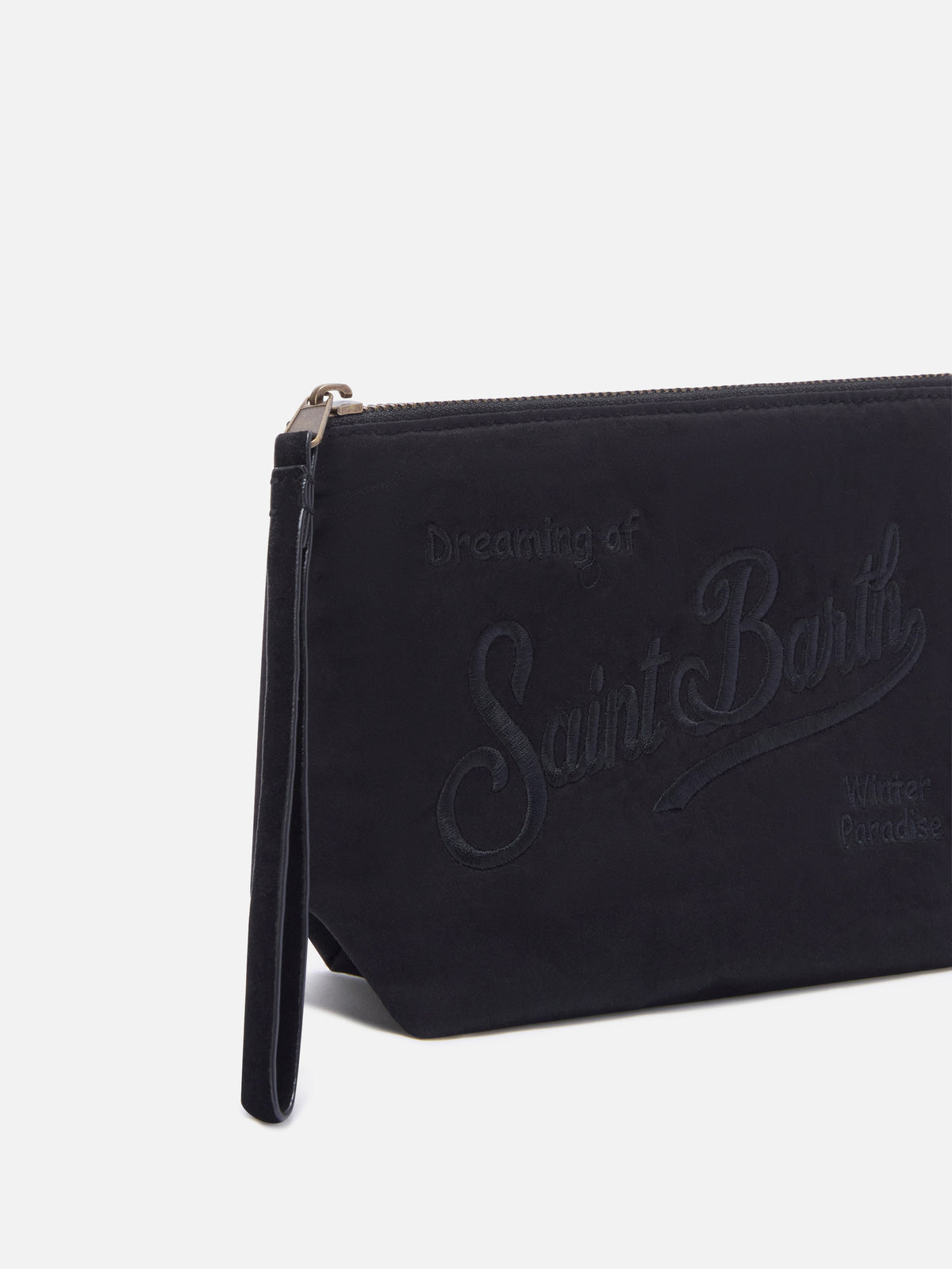 Black Aline waxed pochette with logo embroidery