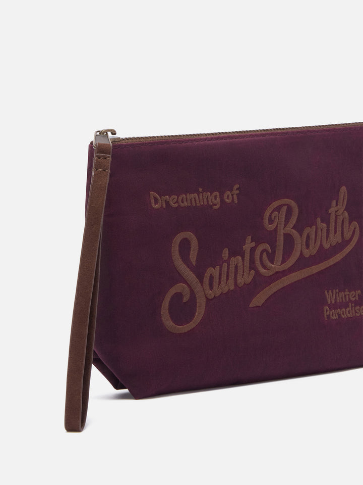 Bordeaux Aline aus gewachstem pochette mit Logostickerei 