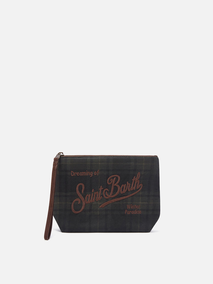 gewachste pochette mit Tartan-Print Aline 