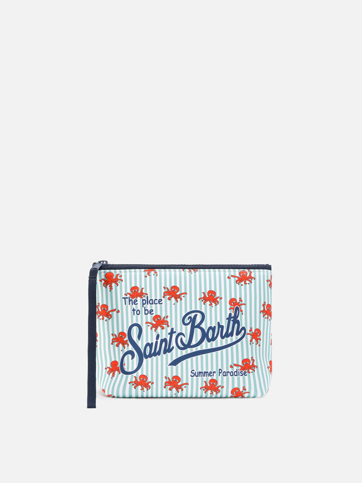 Aline scuba pouch with striped octopus print