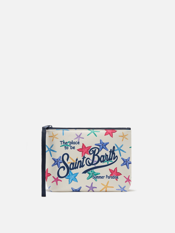 Aline scuba beige pouch with starfish print