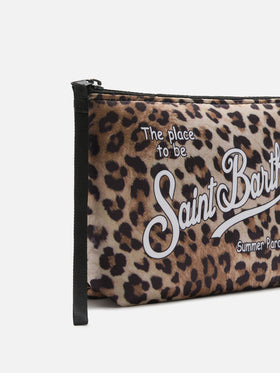 Aline scuba pouch with leopard print