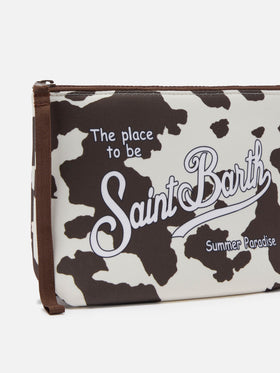 Pochette Aline in scuba con stampa animalier muccata