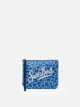 Aline scuba pochette with blue animalier print