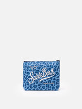 Aline scuba pochette with blue animalier print