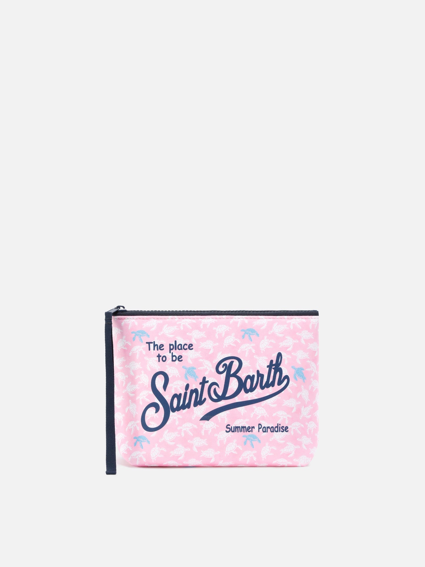 Aline scuba pouch in pink with contrasting turtle print