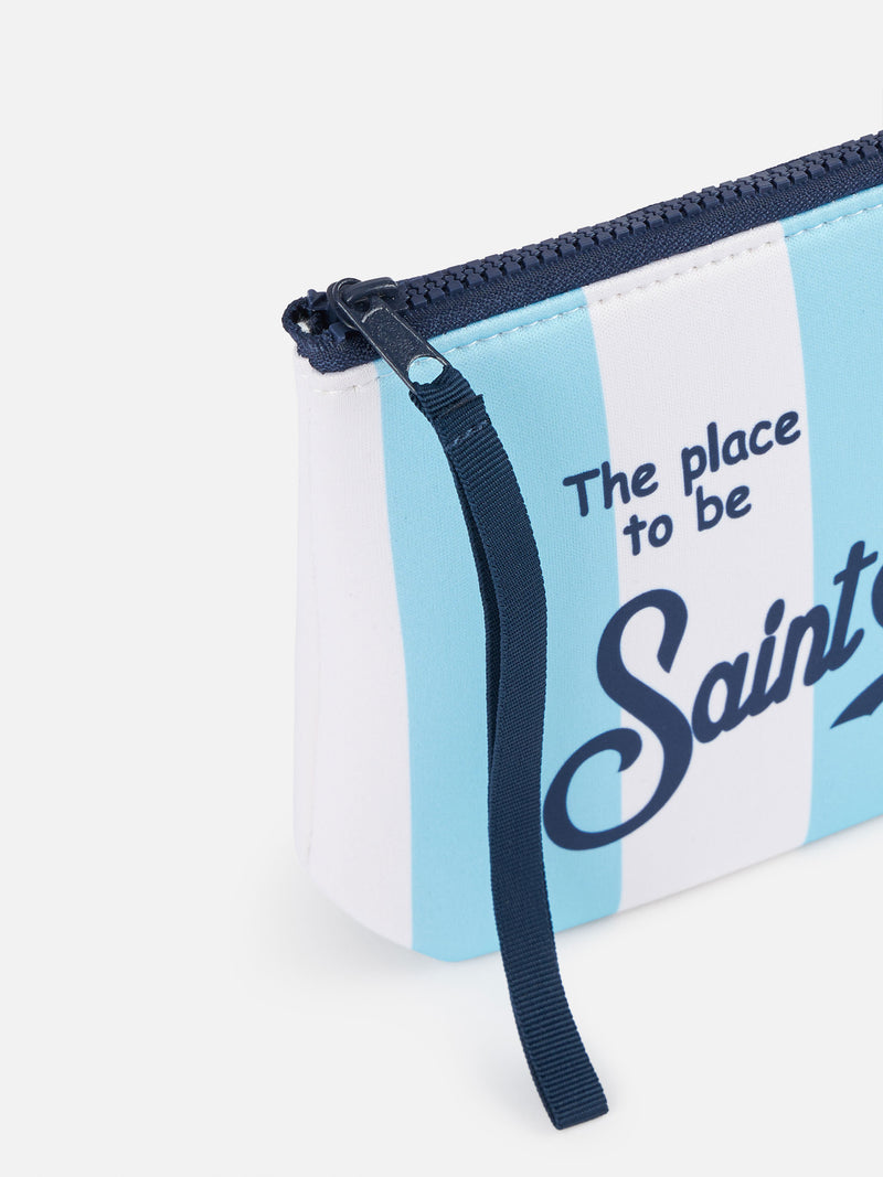 Light blue striped scuba pochette Aline