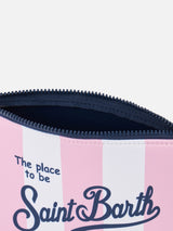 Pink striped scuba pochette Aline