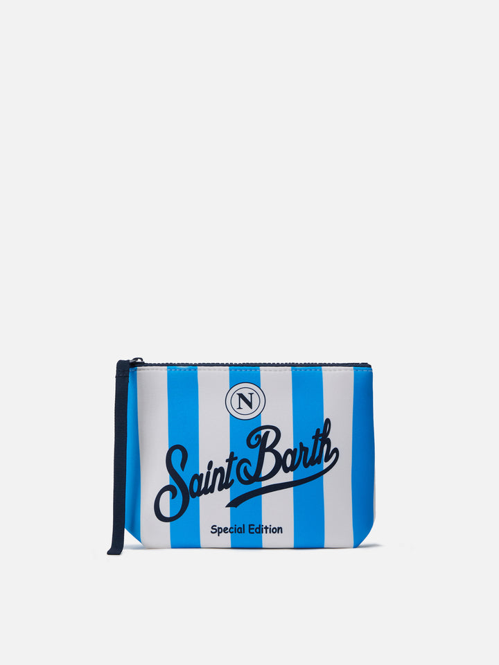 Pochette Aline in scuba bianca e azzurra con stemma Napoli | Special Edition