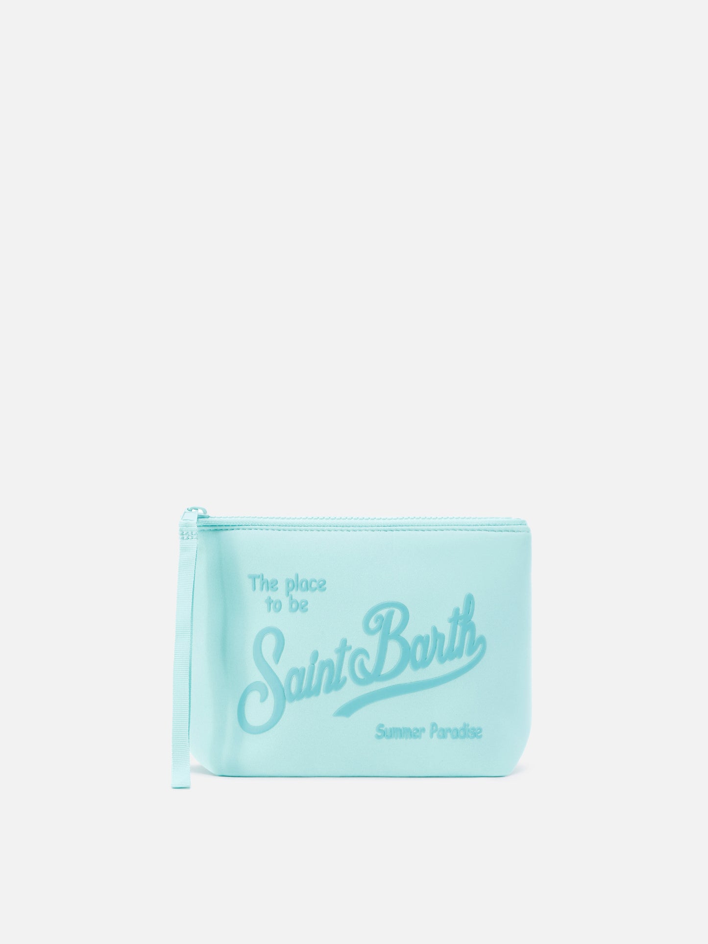 Aline scuba pouch in solid aqua green