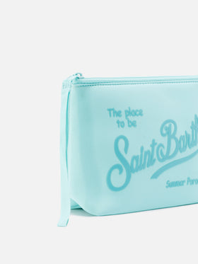 Aline scuba pouch in solid aqua green
