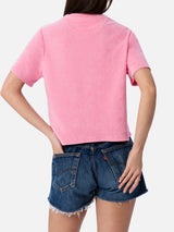 Woman pink terry cotton crewneck t-shirt Emilie