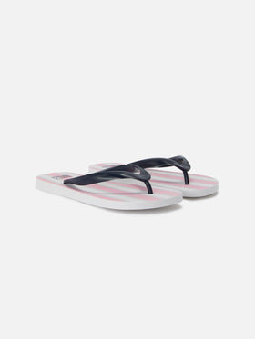 Infradito Alma slip-on in gomma con stampa a righe rosa e bianche