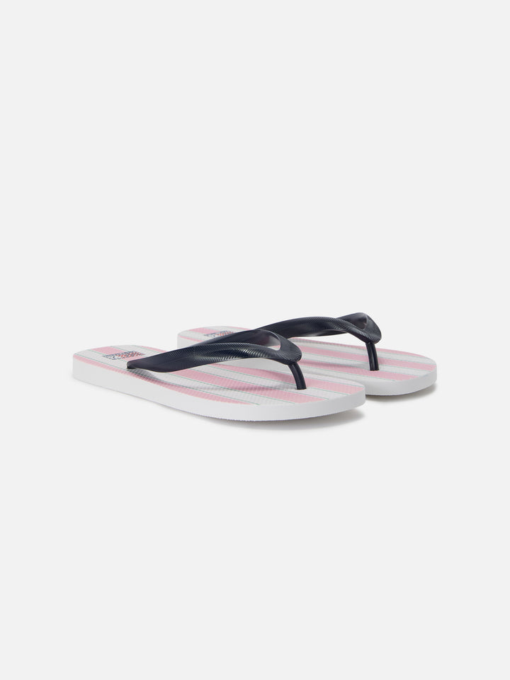 Infradito Alma slip-on in gomma con stampa a righe rosa e bianche