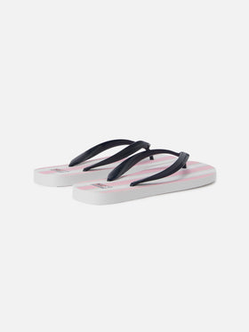 Infradito Alma slip-on in gomma con stampa a righe rosa e bianche