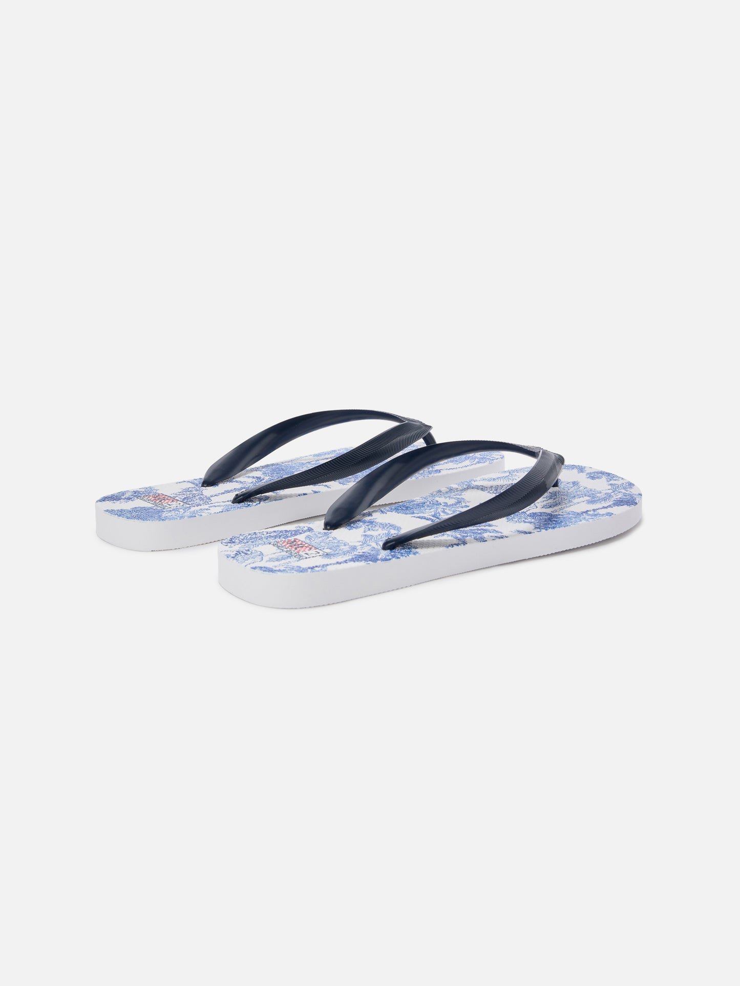 Alma rubber slip-on flip flops with Toile de Jouy print