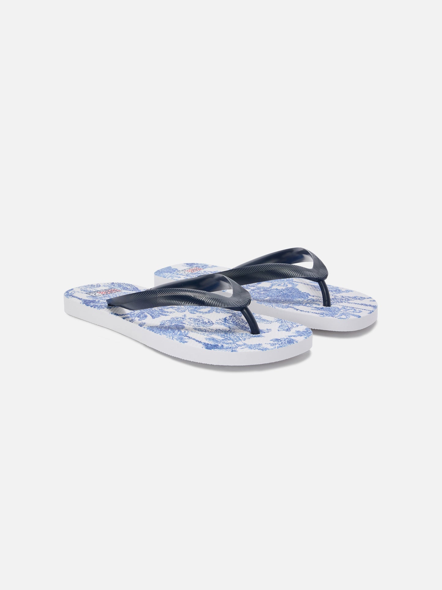 Alma rubber slip-on flip flops with Toile de Jouy print