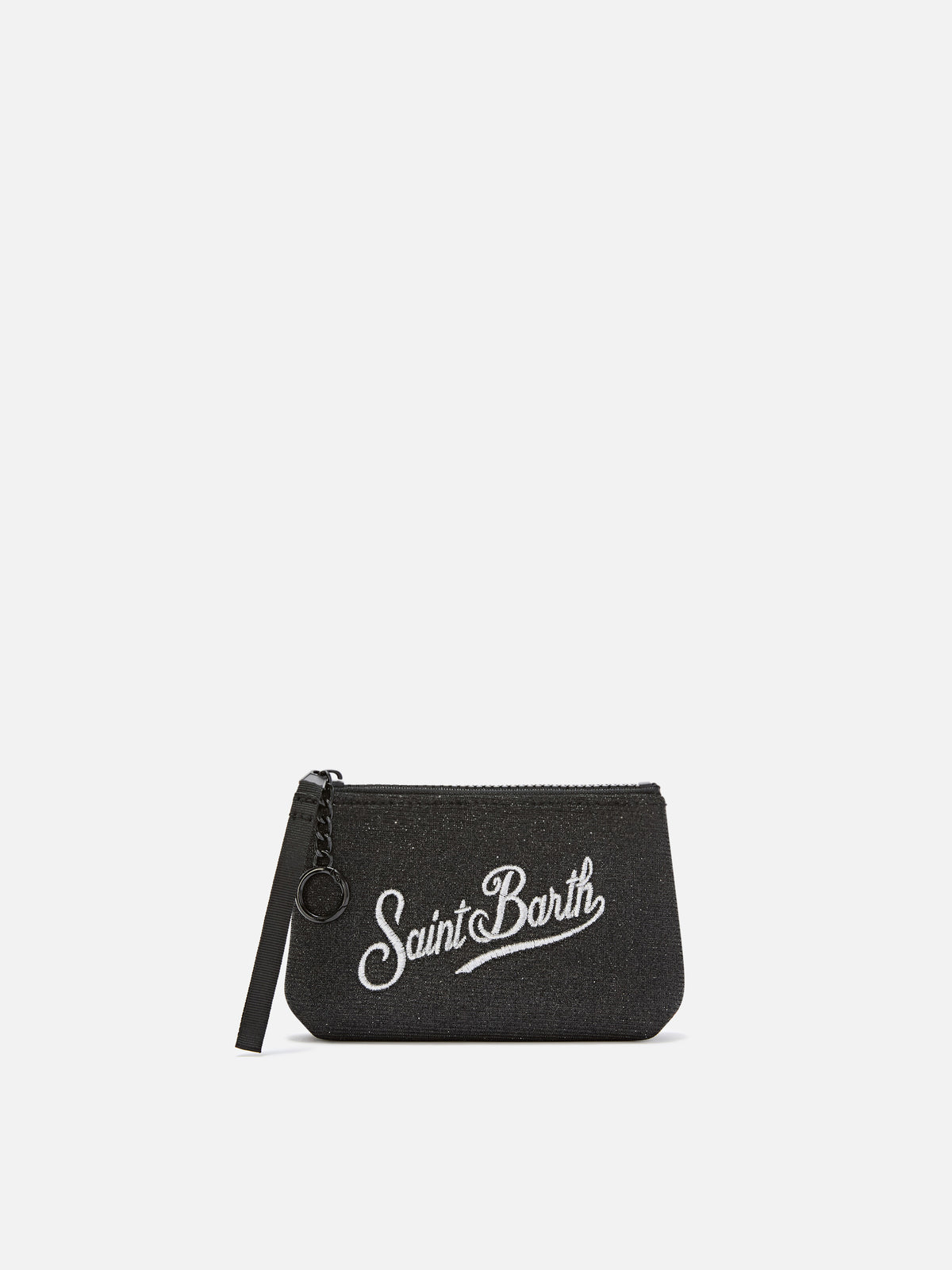 Mini Aline noir en lurex pouch avec broderie logo 