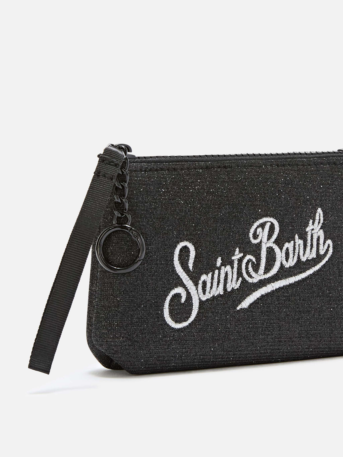 Mini Aline noir en lurex pouch avec broderie logo 