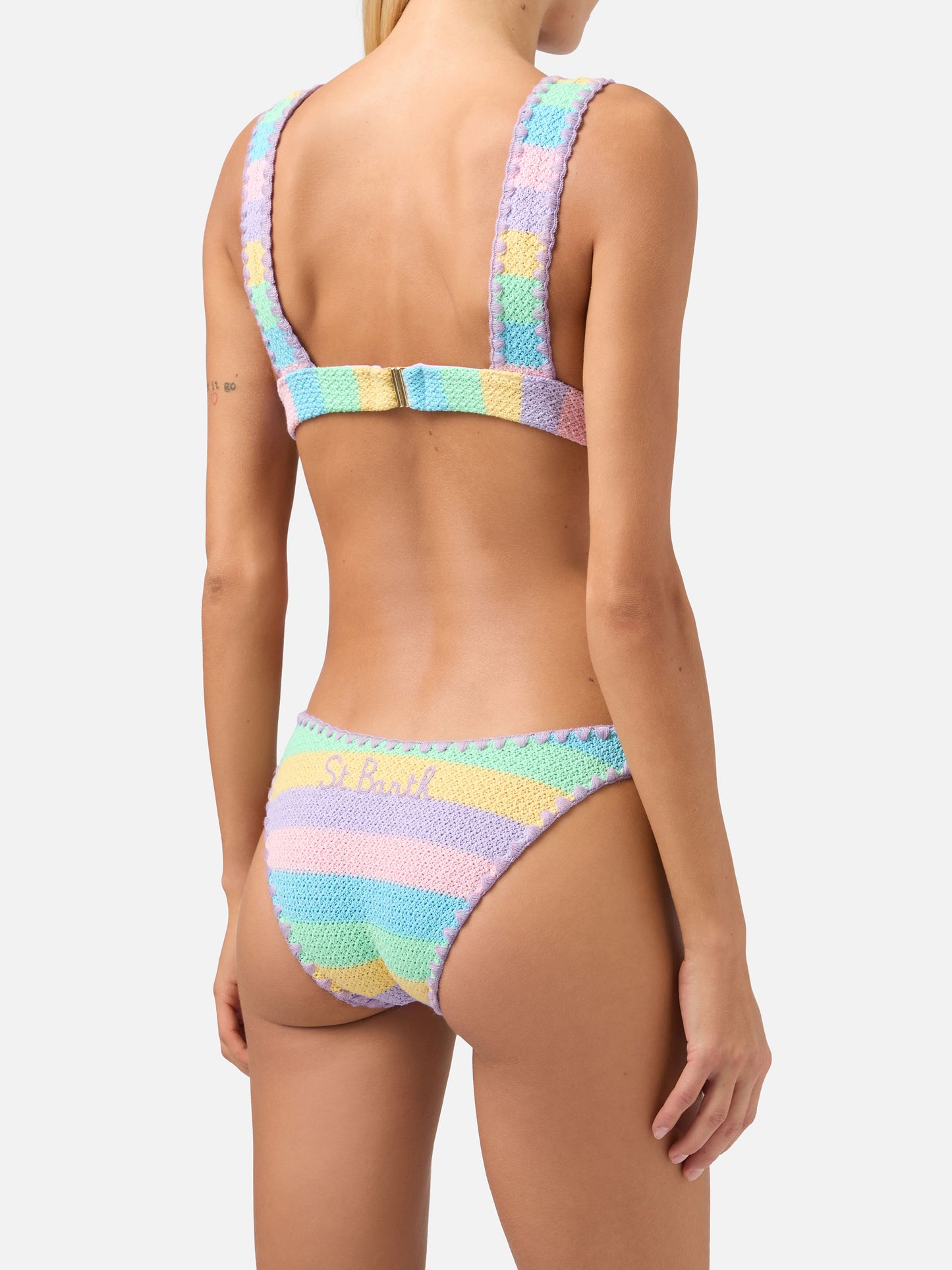 Striped crochet triangle bikini Allycia Elise