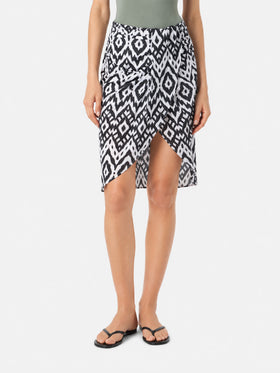 Gonna midi Amanda ikat bianco e nero