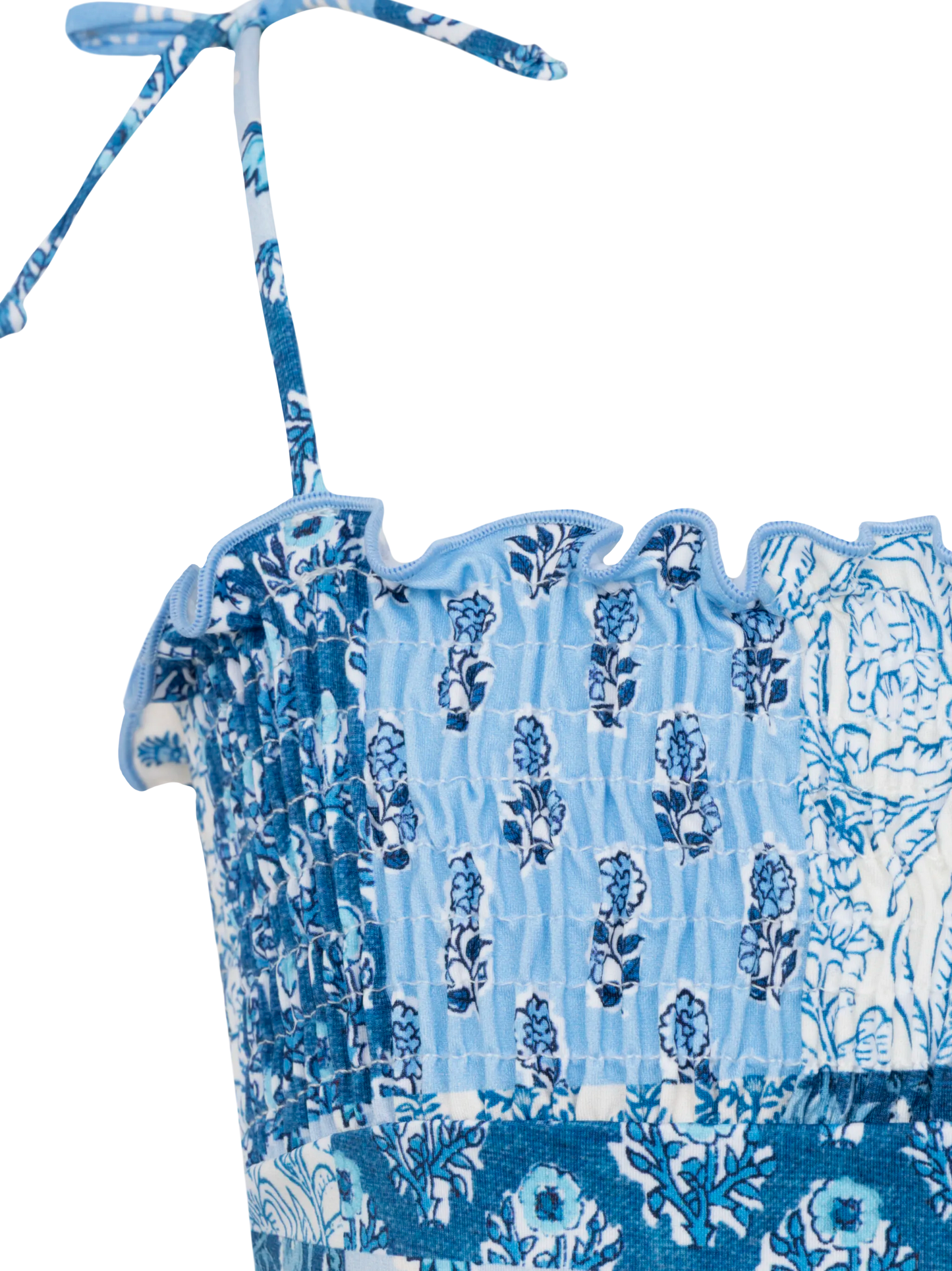 Amina one-piece swimsuit with floral patch and smocked bodice - MC2 Saint Barth