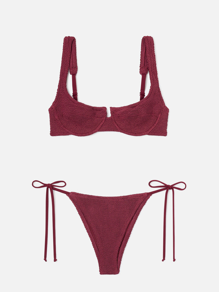 Amira Marielle Crinkle-Bikini in Burgundy 